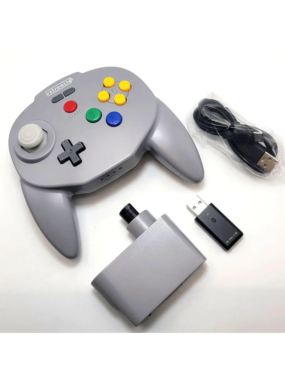 Tribute64 2.4GHz Wireless Controller for N64, Switch, & USB - Gray - NEW IN BOX!